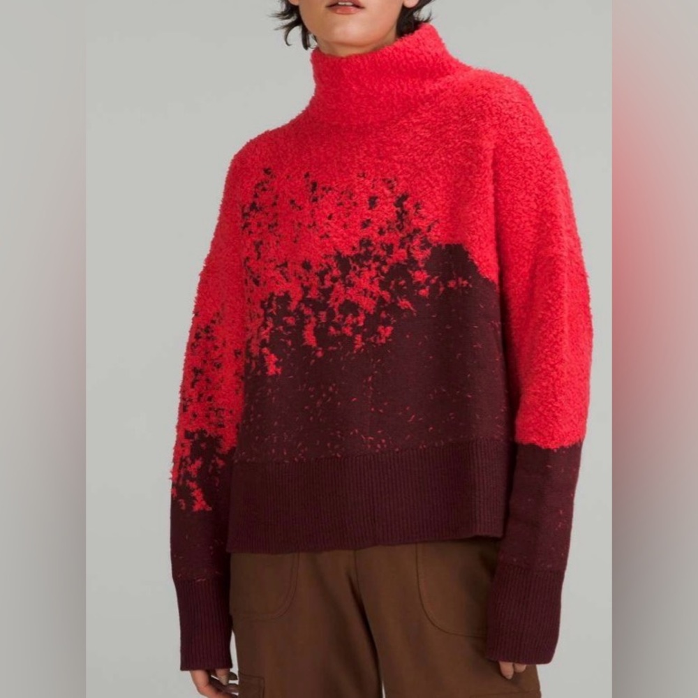 LULULEMON ombre textured knit turtleneck size 13 purple merlot/ red carnation